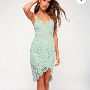Lulu's Flirting with Desire Mint Blue Lace Bodycon